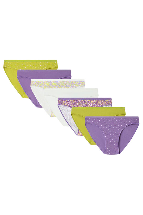 Womensecret Pack de 7 panties clásica de algodón con estampados variados estampado