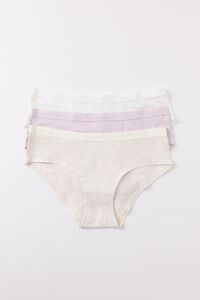 Womensecret Pack 3 panties anchos algodón logo blanco