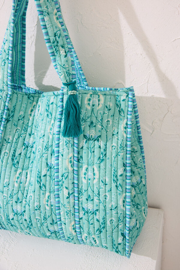 Womensecret Bolsa guateada print flores y rayas estampado