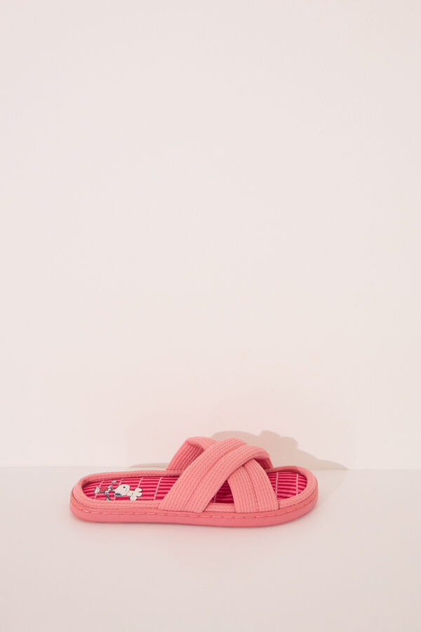 Womensecret Pantuflas para casa con relleno rosas de Snoopy rosa