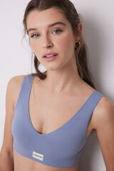 Womensecret Top de canalé azul sin costuras azul