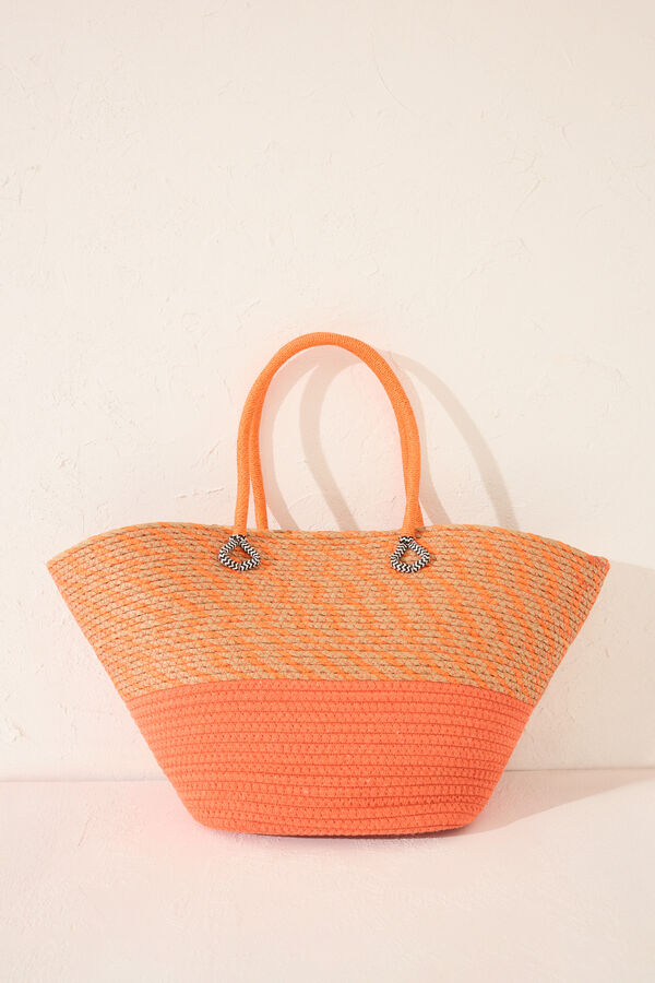 Womensecret Bolso de bolsa bolsa de playa de rafia naranja, bolsa naranja
