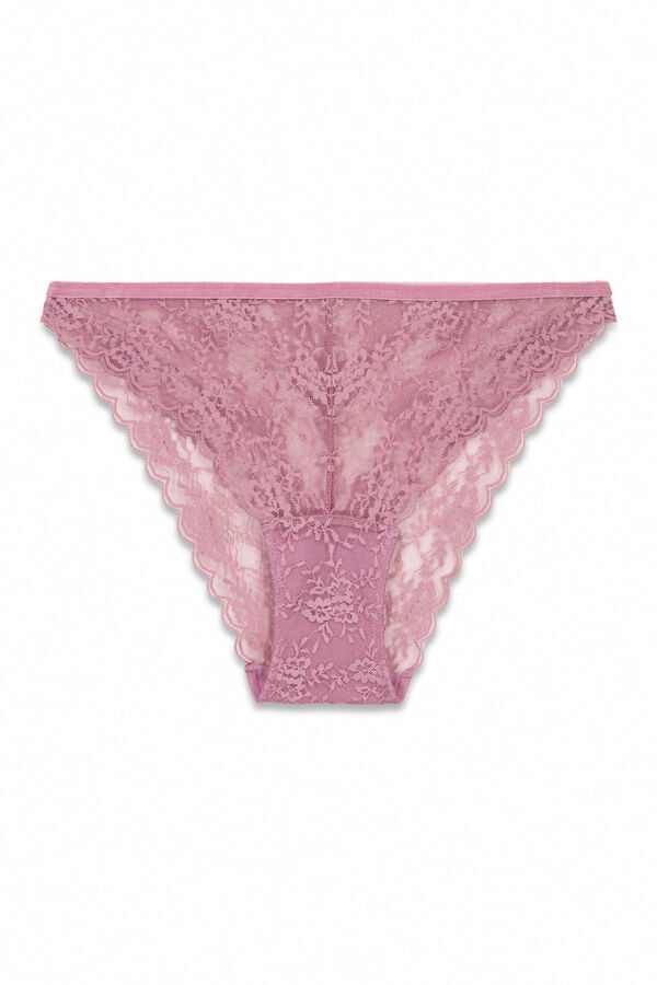 Women'secret Panty clásica de encaje rosa rosa