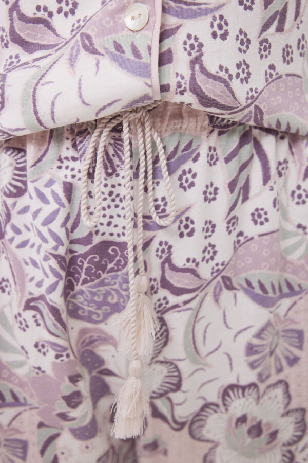 Womensecret Pijama camisera 100% algodón flores  morado/lila