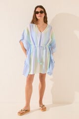 Womensecret Túnica short de algodón con estampado de rayas azules estampado