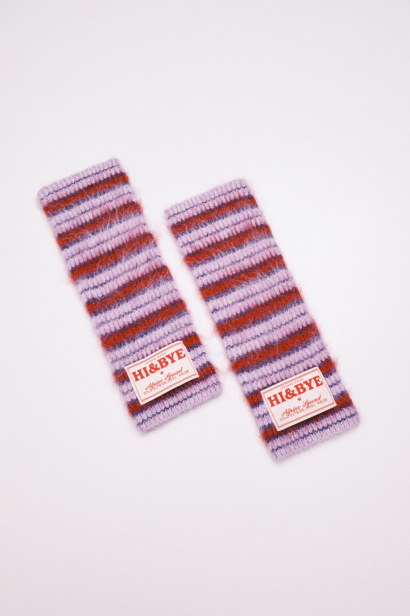 HI&BYE Guantes mitones de rayas morado