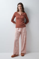 Women'secret Pantal&oacute;n largo de algod&oacute;n con estampado bandana rosa rosa