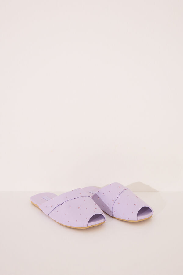 Womensecret Pantuflas para casa de pedrería de color rosa lila morado/lila