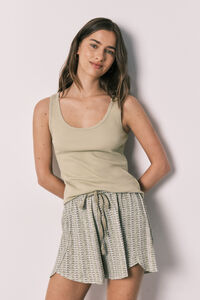 Women'secret Pijama corta de algod&oacute;n verde