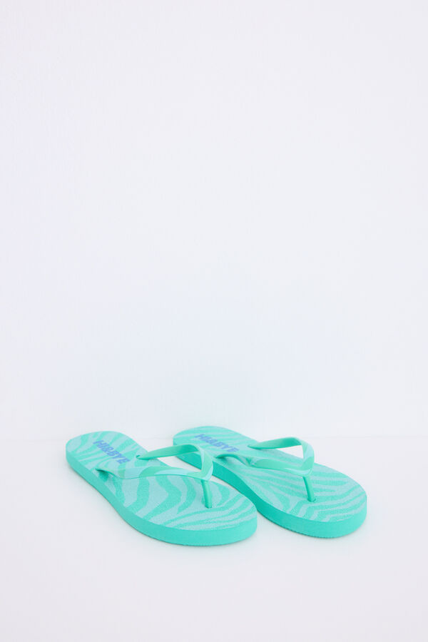 Womensecret Chanclas con estampado de logo verde estampado