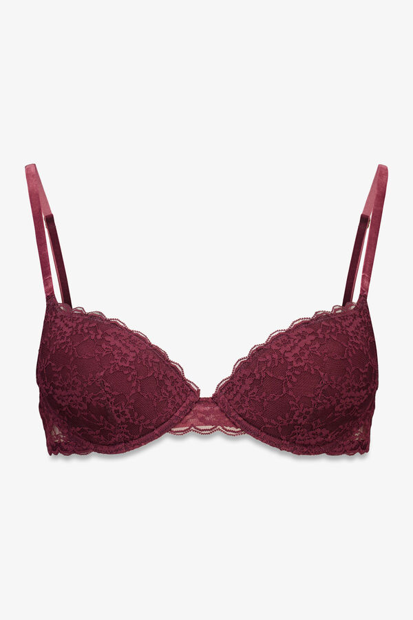 Women'secret Brasier BEAUTIFUL clásica de relleno burdeos con encaje púrpura