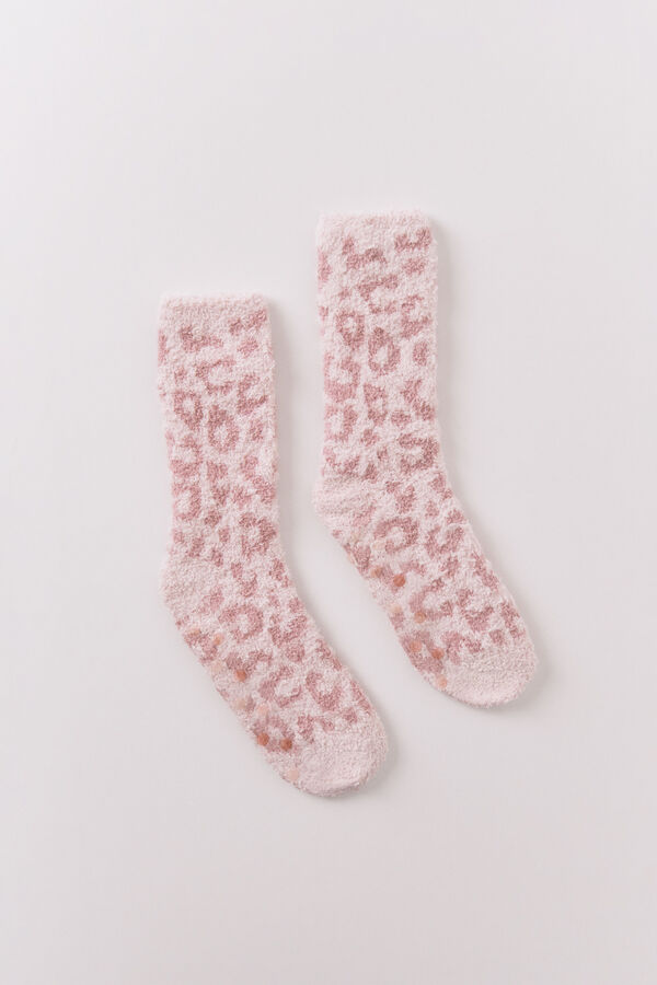 Women'secret Calcetines largos de leopardo rosa rosa