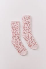 Women'secret Calcetines largos de leopardo rosa rosa
