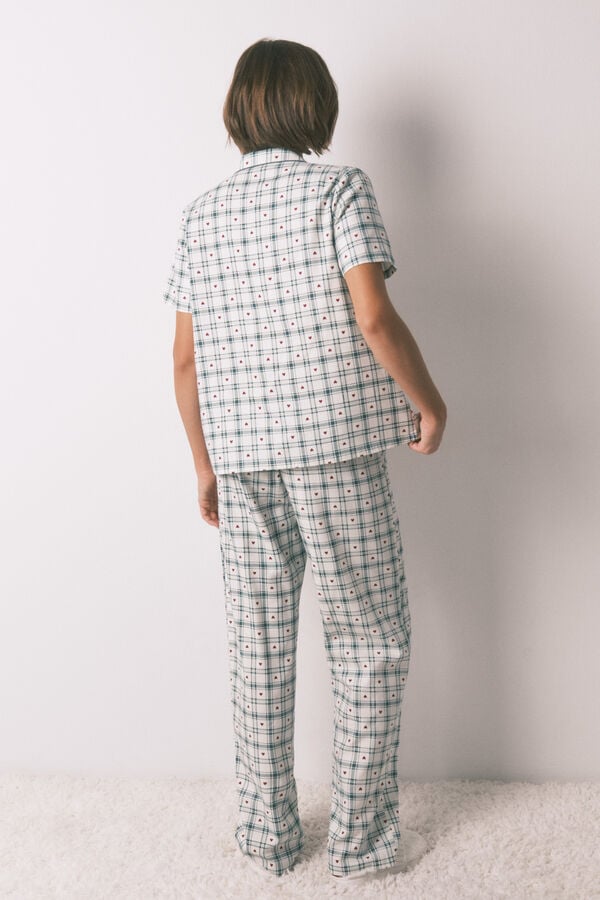 Women'secret Pijama camisera de algodón a cuadros estampado