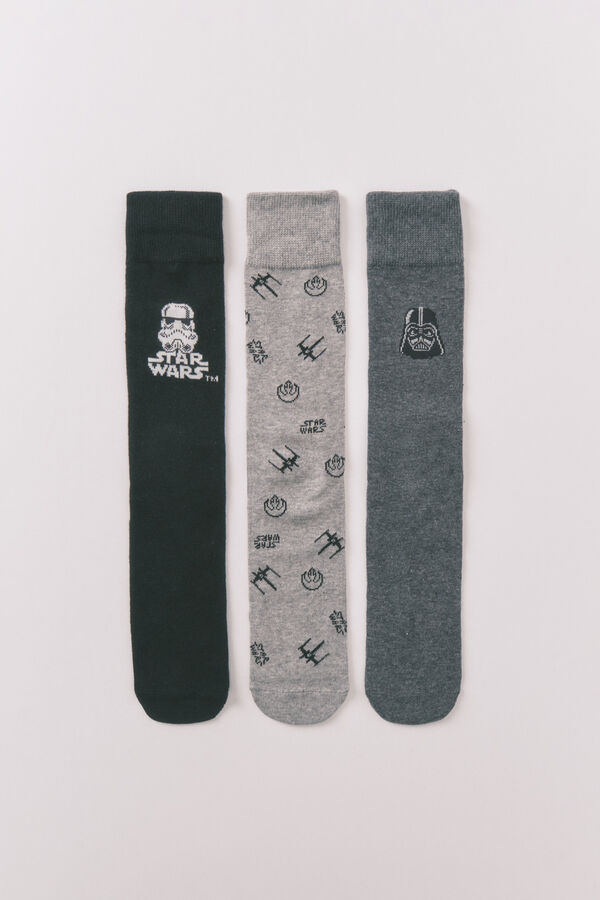 Women'secret Pack de 3 calcetines largos de algodón de Star Wars gris
