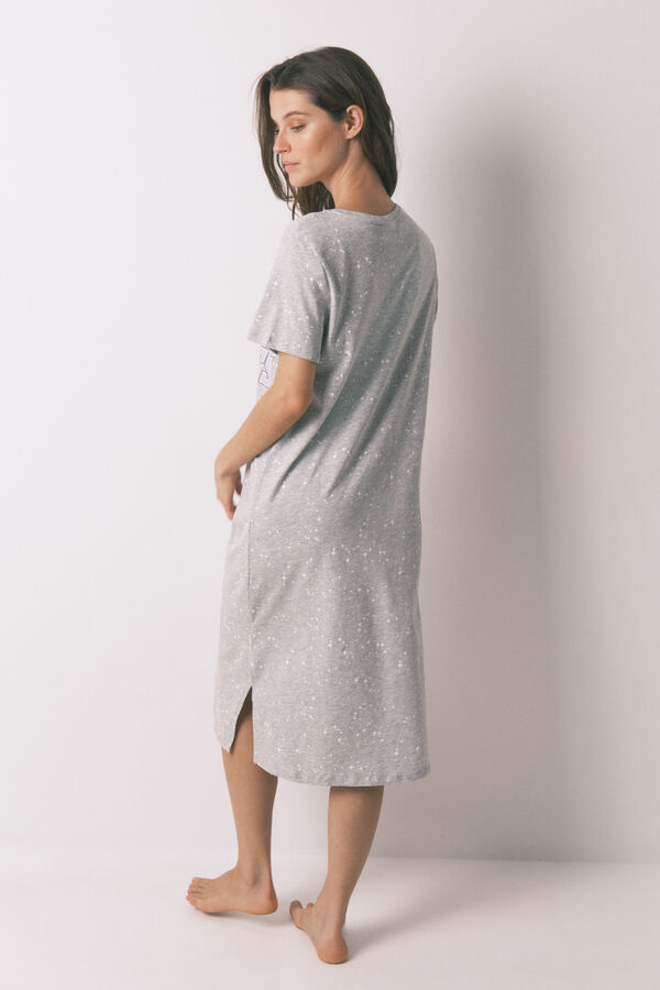 Women'secret Playera de dormir midi de algodón con estampado de Hedwig gris gris