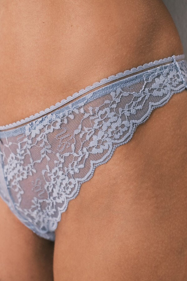 Women'secret Panty cl&aacute;sico de encaje azul azul