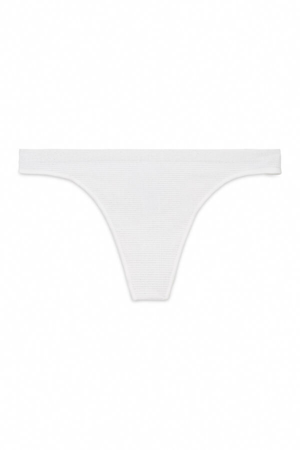 Women'secret Tanga de canalé sin costuras de lurex blanco marfil