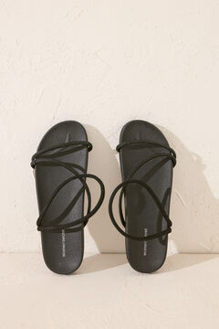 Womensecret Sandalias anatómicas tiras brillo negro