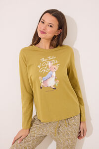 Womensecret Pijama larga 100% algodón estampado "Peter Rabbit" kaki