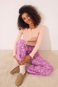 Womensecret Pantalón largo de viscosa con estampado floral boho estampado