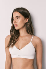 Women'secret Top triangular sin costuras acanalado blanco NATURAL blanco
