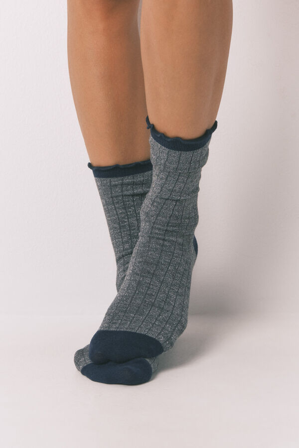 Women'secret Calcetines largos de canal&eacute; de color gris medio gris