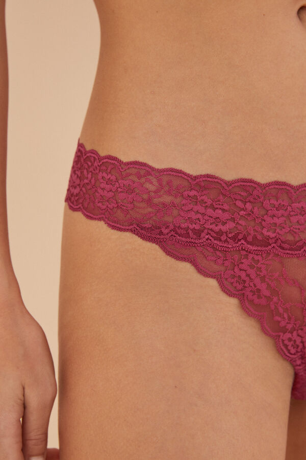 Womensecret Panty encaje carmín rosa