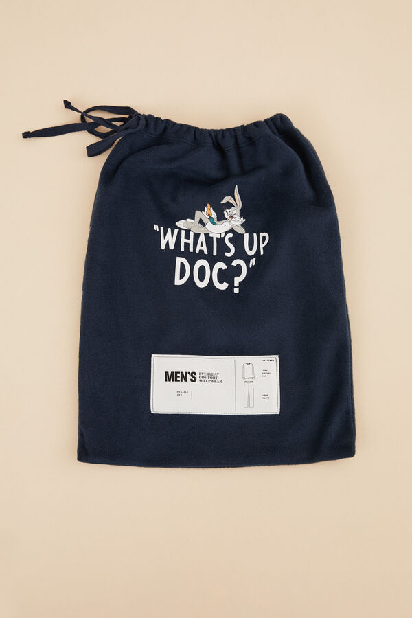 Womensecret Pijama larga hombre polar Bugs Bunny azul