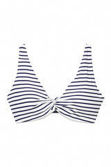 Womensecret Top de bikini con cuello cuello halter y rayas azul marino azul