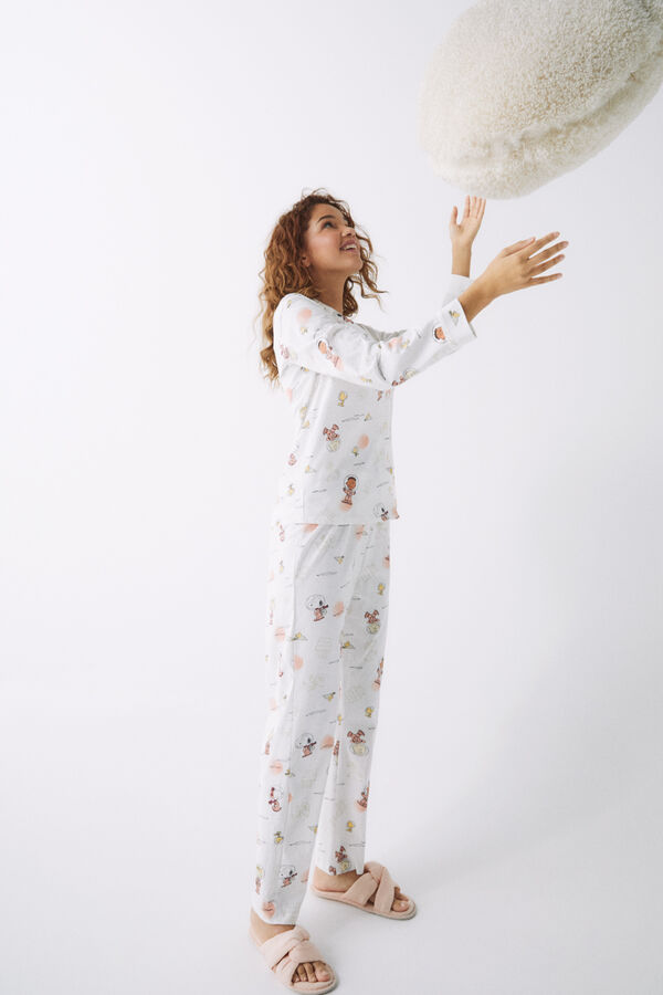 Womensecret Pijama camisera 100% algodón Snoopy marfil marfil