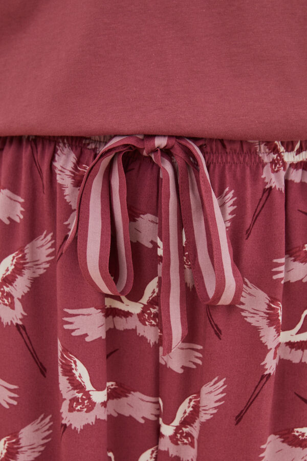 Womensecret Pantalón largo estampado garzas Moniquilla rosa