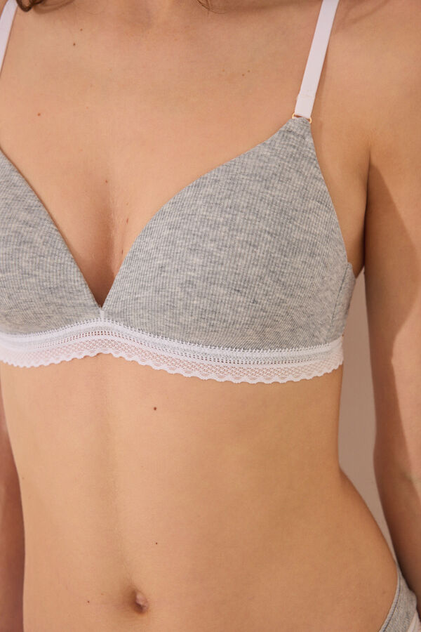 Womensecret Brasier triangular CHARMING relleno de algodón gris gris