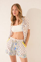 Womensecret Pantalón de viscosa con patchwork multicolor estampado