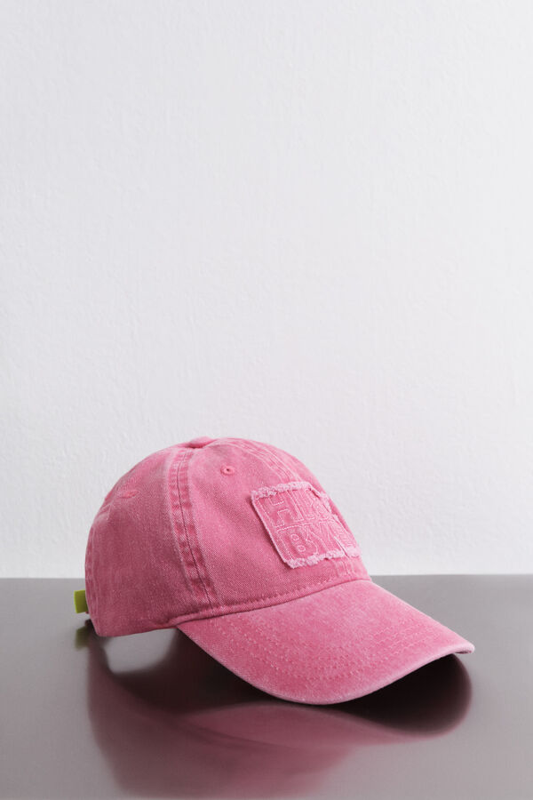 HI&BYE Gorra de algodón rosa con logo bordado rosa