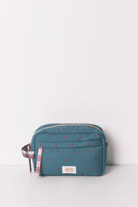 Women'secret Neceser de nailon verde mediano con estampado de corazones