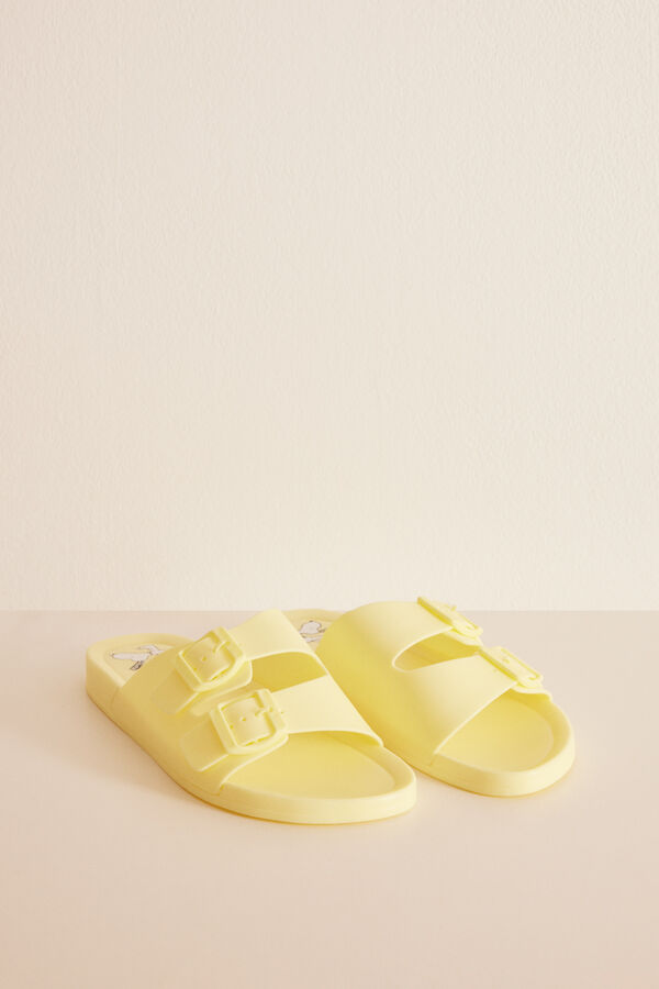 Womensecret Sandalias inyectadas amarillo Snoopy estampado