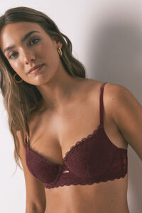 Women'secret Brasier GORGEOUS encaje push-up de burdeos