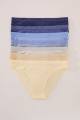 Womensecret Pack de 7 panties clásica de algodón azul blanco