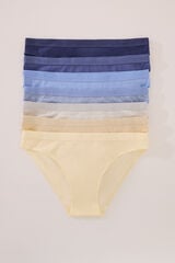 Womensecret Pack de 7 panties clásica de algodón azul blanco
