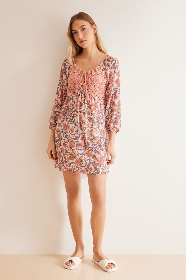 Womensecret Vestido camisola bambula boho rosa