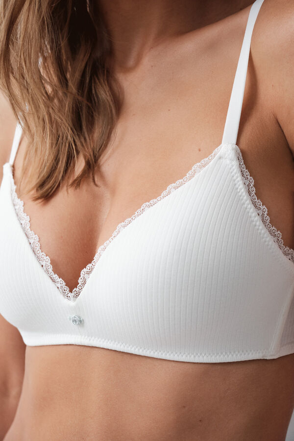 Women'secret Brasier triangular con relleno de algod&oacute;n blanco LOVELY blanco