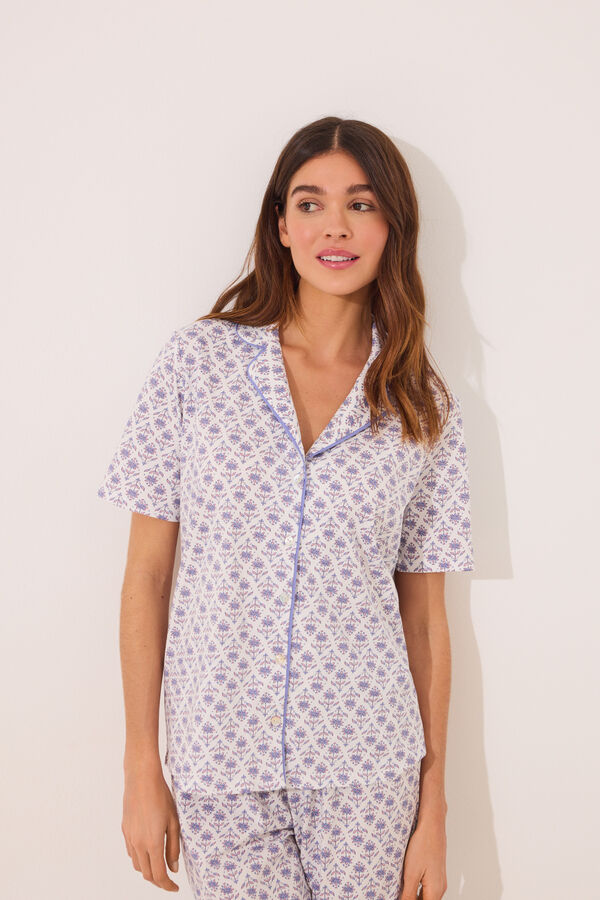 Womensecret Pijama camisera 100% algodón color marfil marfil