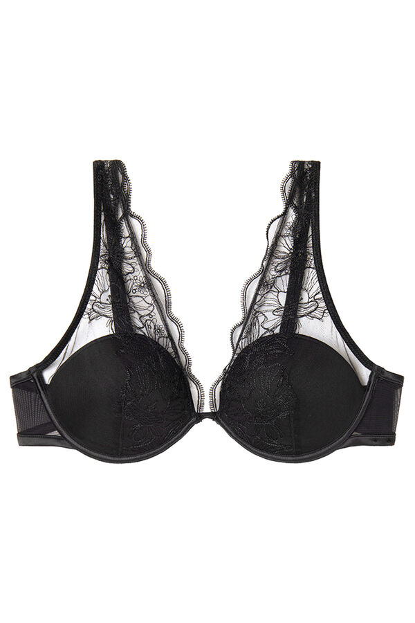 Womensecret Brasier halter satén y tul negro negro