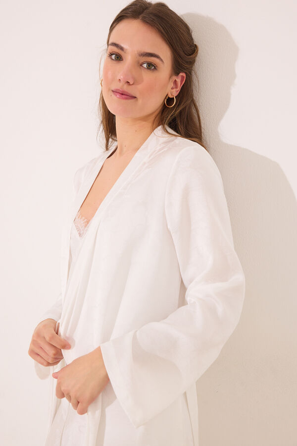Womensecret Bata larga satín blanca marfil