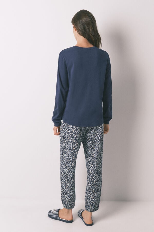 Women'secret Pijama larga 100% algodón SmileyWorld® azul azul