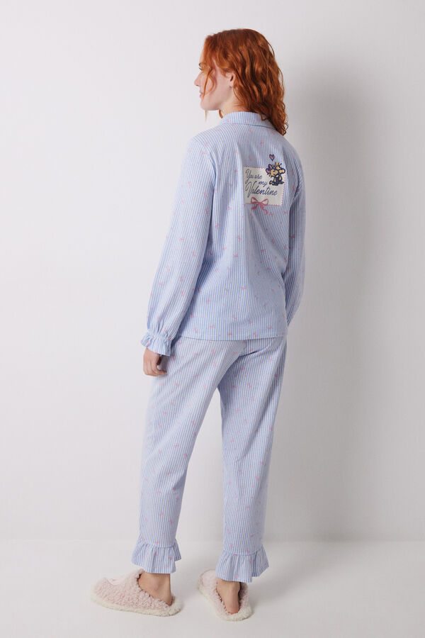 Womensecret Pijama camisera larga 100% algodón azul rayas estampado