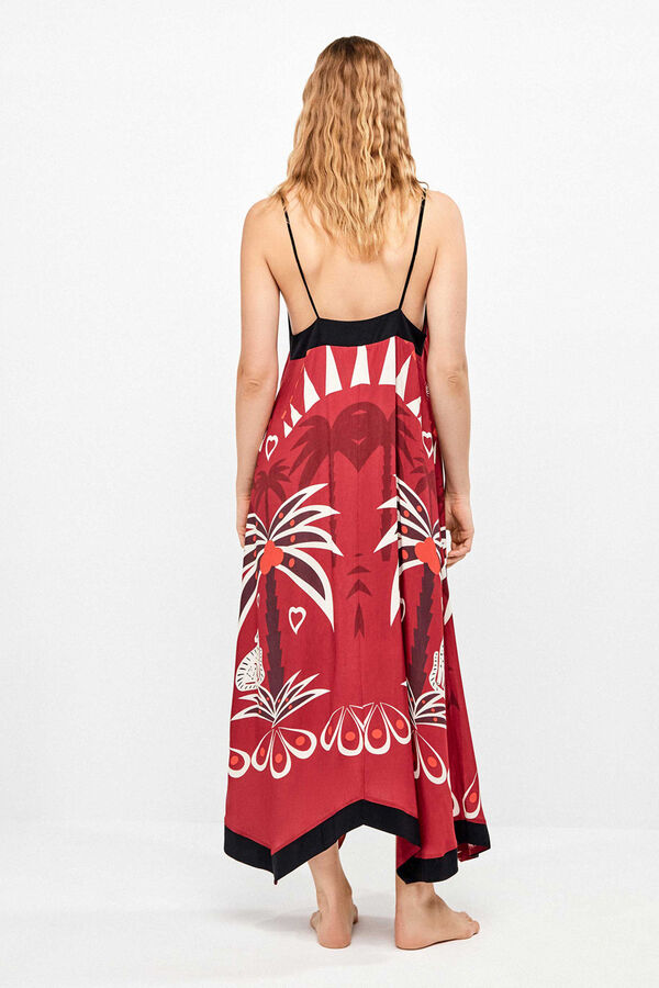 Gisela Vestido de tirantes finos con estampado &eacute;tnico in & out blanco