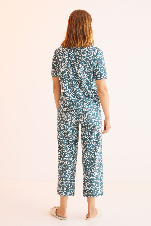 Womensecret Pijama camisera 100% algodón Capri estampado flores estampado