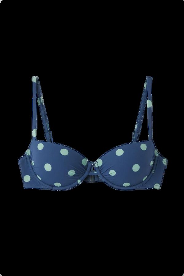 Women'secret Top bikini balconette estampado puntos azul estampado